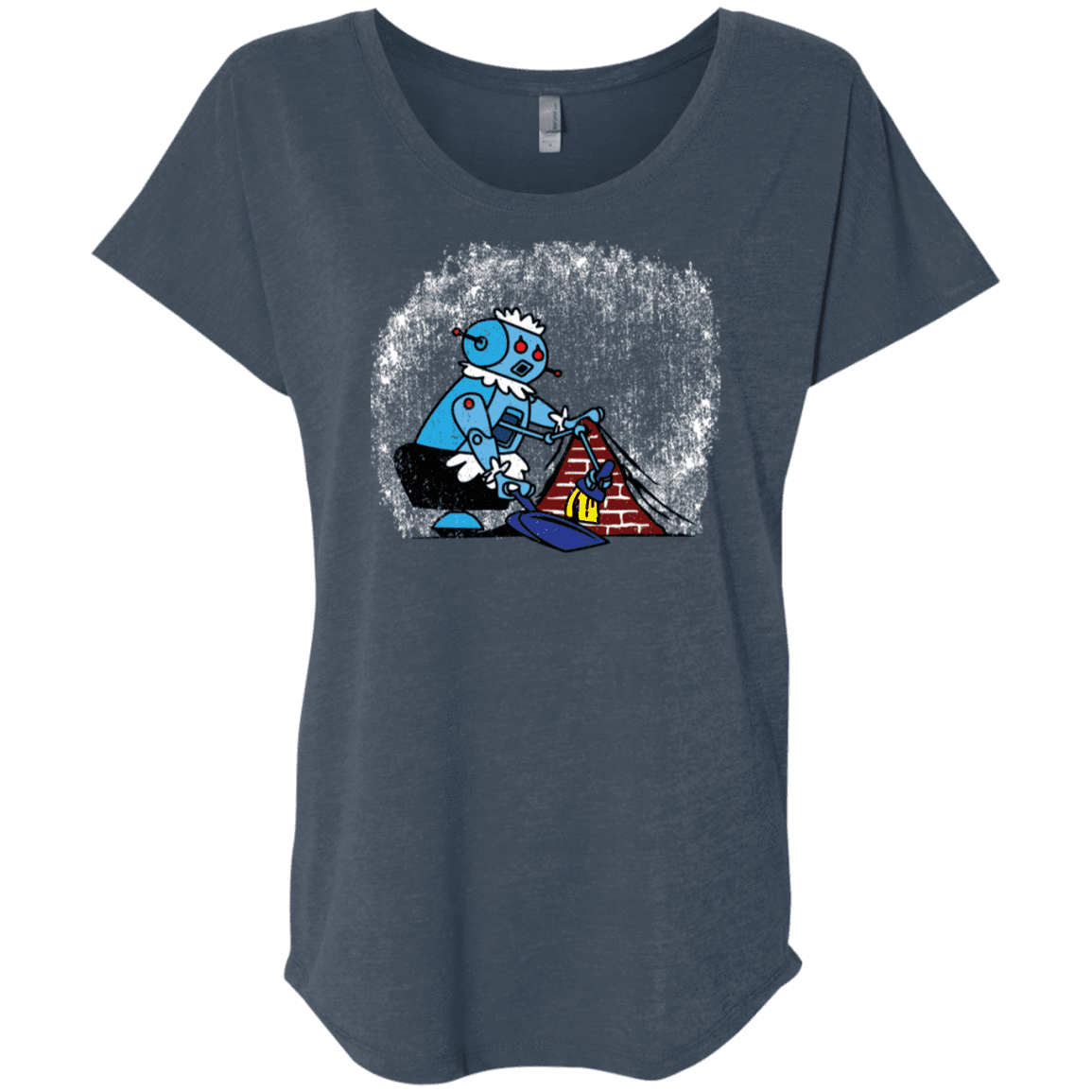 T-Shirts Indigo / X-Small Robot Cleaner Triblend Dolman Sleeve