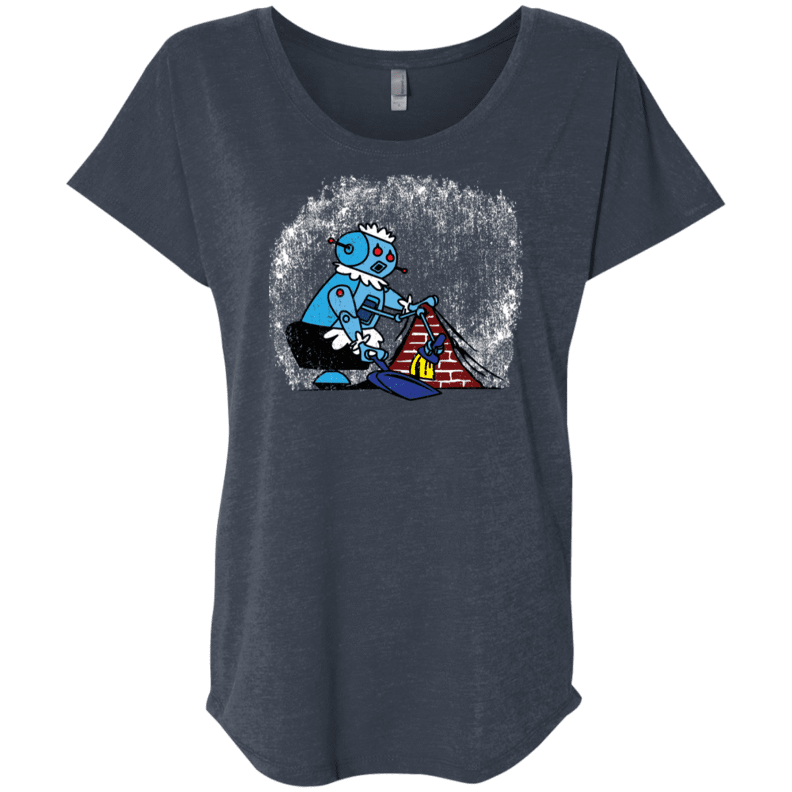 T-Shirts Vintage Navy / X-Small Robot Cleaner Triblend Dolman Sleeve