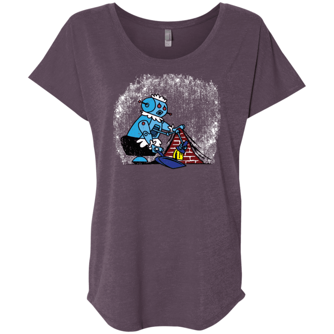 T-Shirts Vintage Purple / X-Small Robot Cleaner Triblend Dolman Sleeve