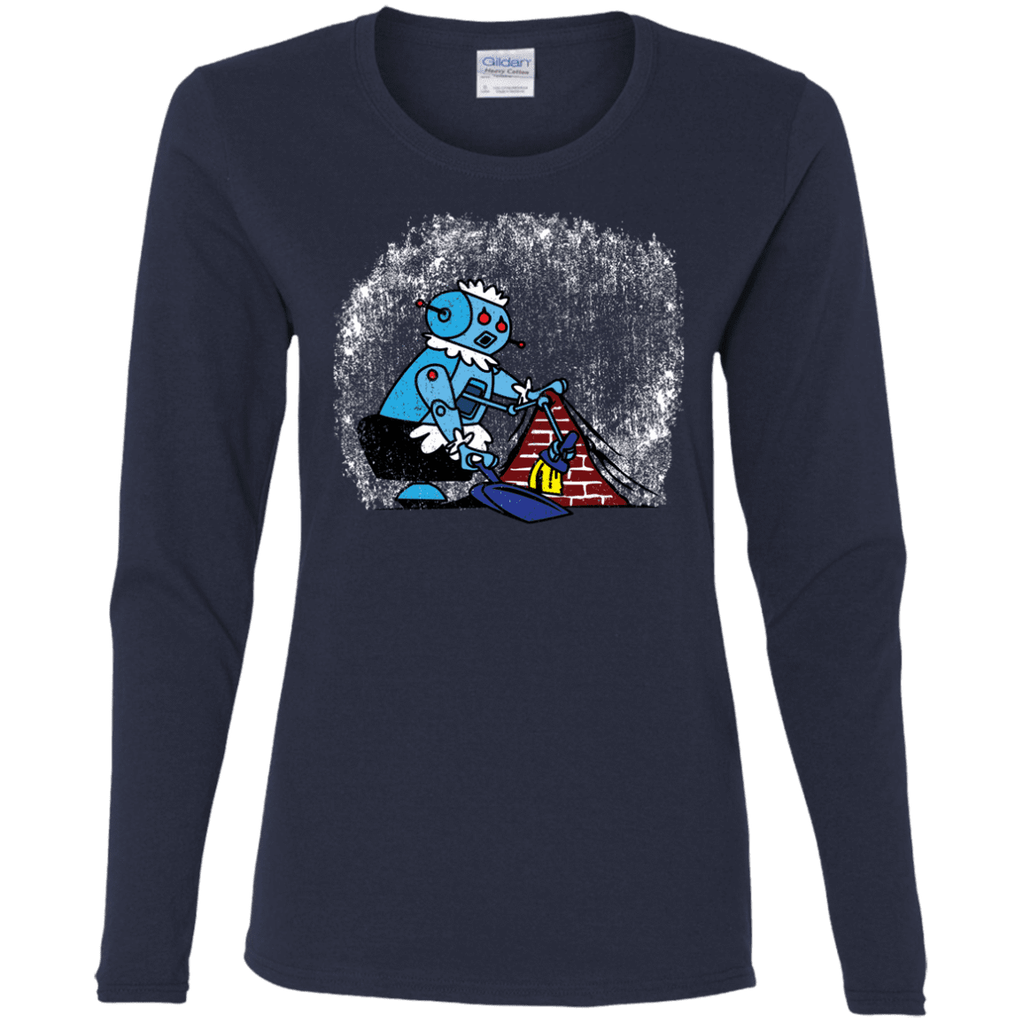 T-Shirts Navy / S Robot Cleaner Women's Long Sleeve T-Shirt