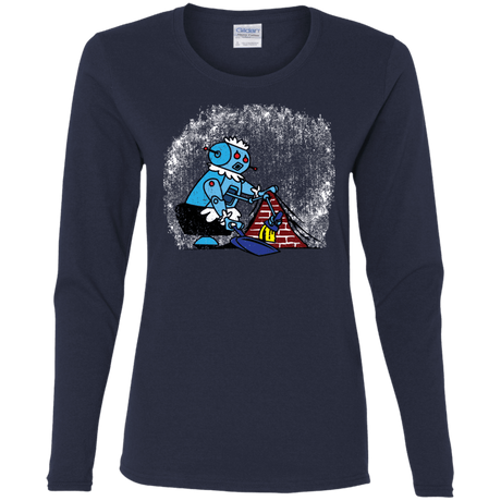 T-Shirts Navy / S Robot Cleaner Women's Long Sleeve T-Shirt