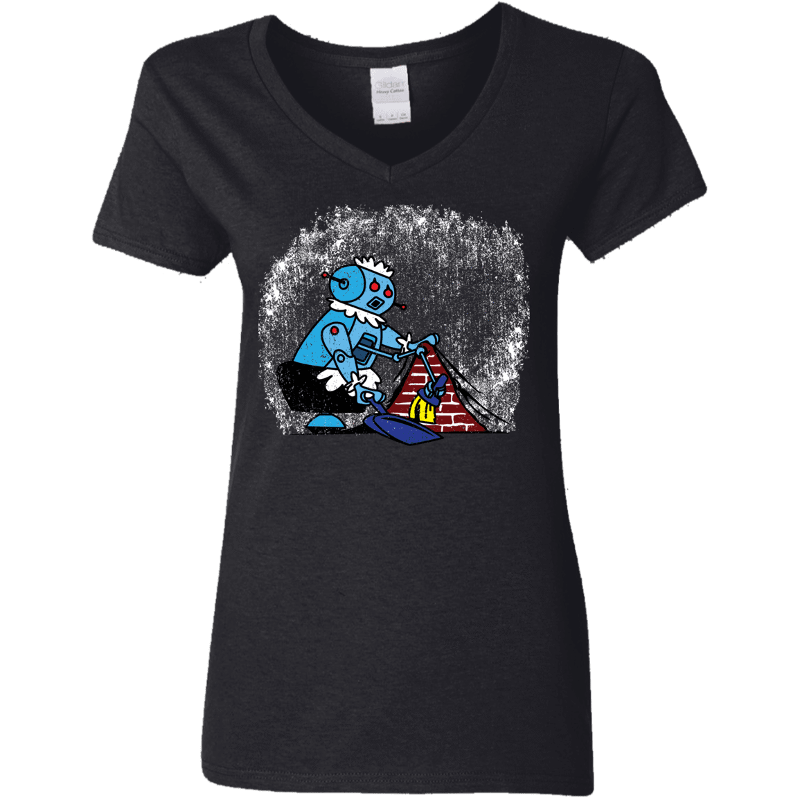 T-Shirts Black / S Robot Cleaner Women's V-Neck T-Shirt