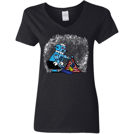 T-Shirts Black / S Robot Cleaner Women's V-Neck T-Shirt