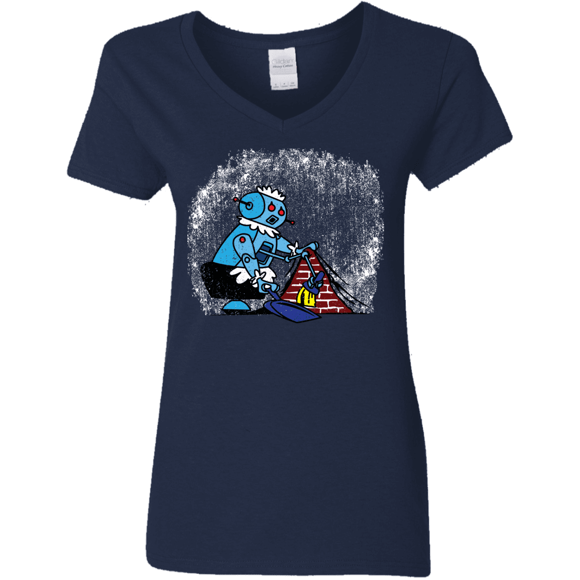 T-Shirts Navy / S Robot Cleaner Women's V-Neck T-Shirt