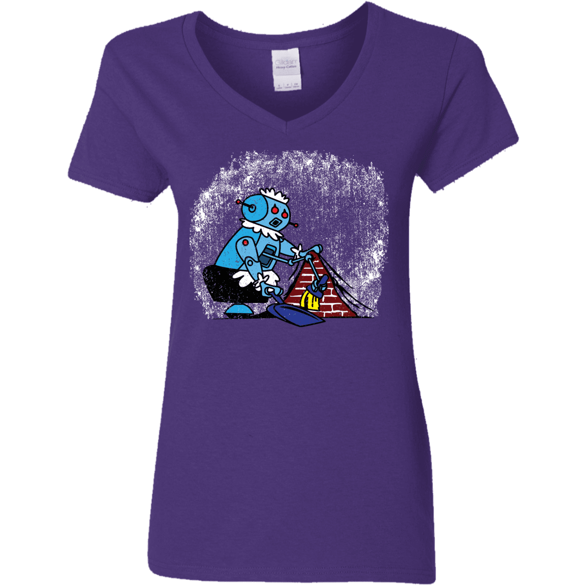 T-Shirts Purple / S Robot Cleaner Women's V-Neck T-Shirt