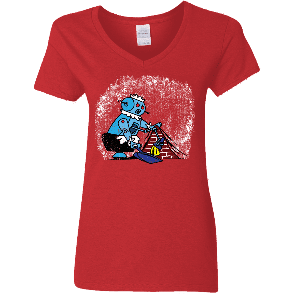 T-Shirts Red / S Robot Cleaner Women's V-Neck T-Shirt