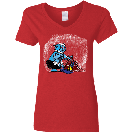 T-Shirts Red / S Robot Cleaner Women's V-Neck T-Shirt