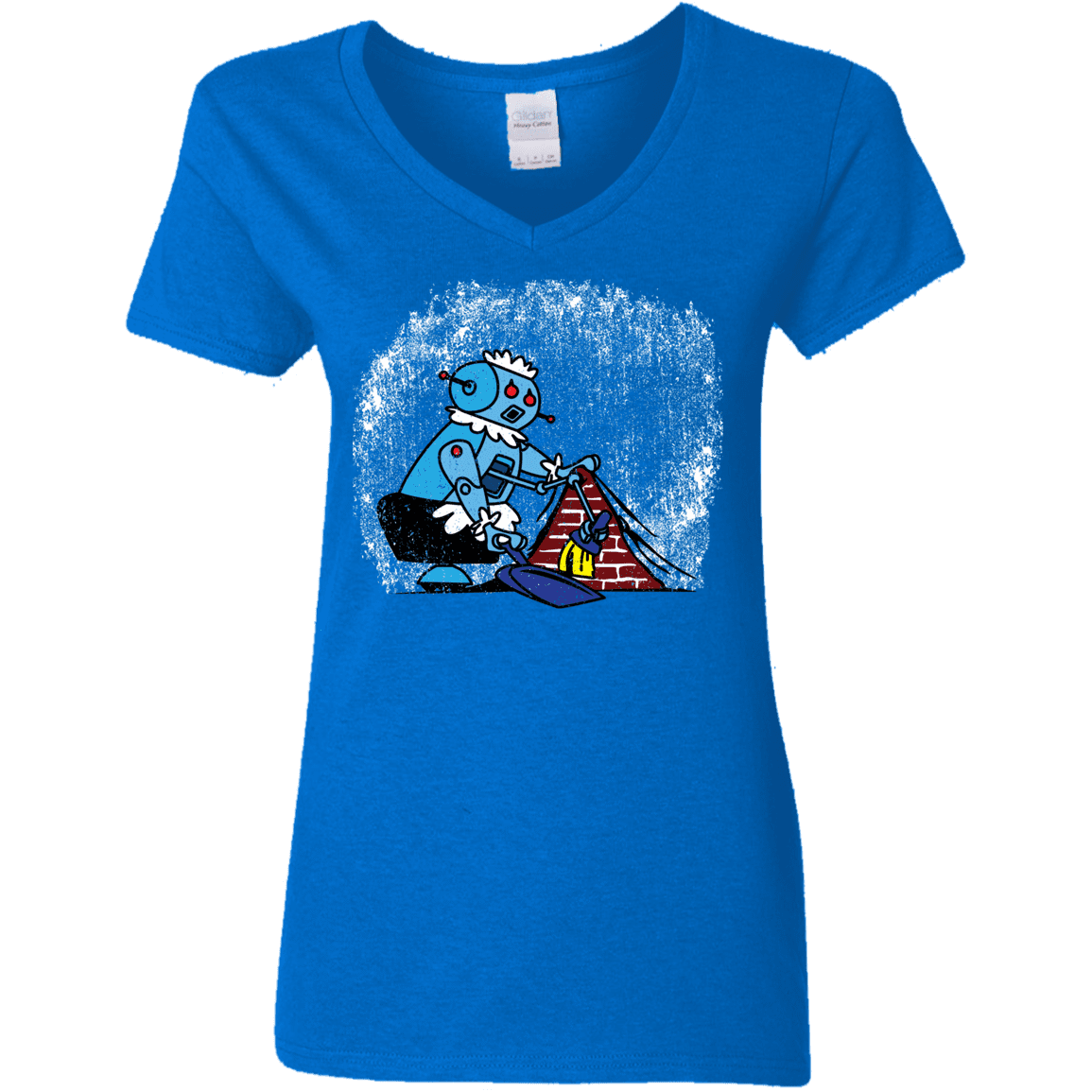 T-Shirts Royal / S Robot Cleaner Women's V-Neck T-Shirt