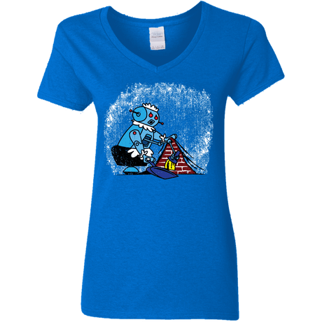 T-Shirts Royal / S Robot Cleaner Women's V-Neck T-Shirt