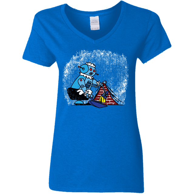 T-Shirts Royal / S Robot Cleaner Women's V-Neck T-Shirt