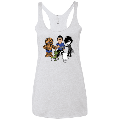 T-Shirts Heather White / X-Small Rock Paper Scissors Women's Triblend Racerback Tank