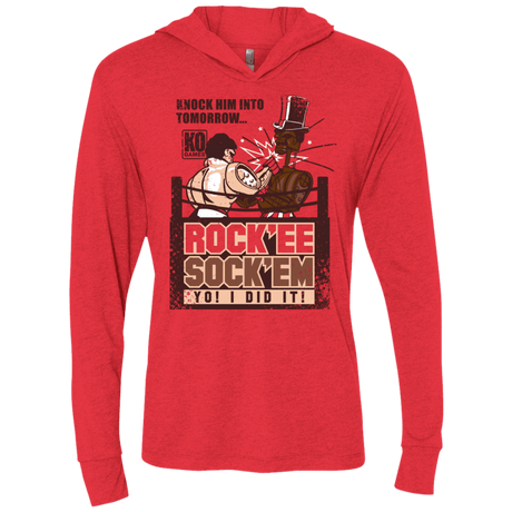 T-Shirts Vintage Red / X-Small Rockee Sockem Triblend Long Sleeve Hoodie Tee