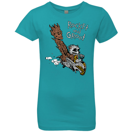 T-Shirts Tahiti Blue / YXS Rocket and Groot Girls Premium T-Shirt