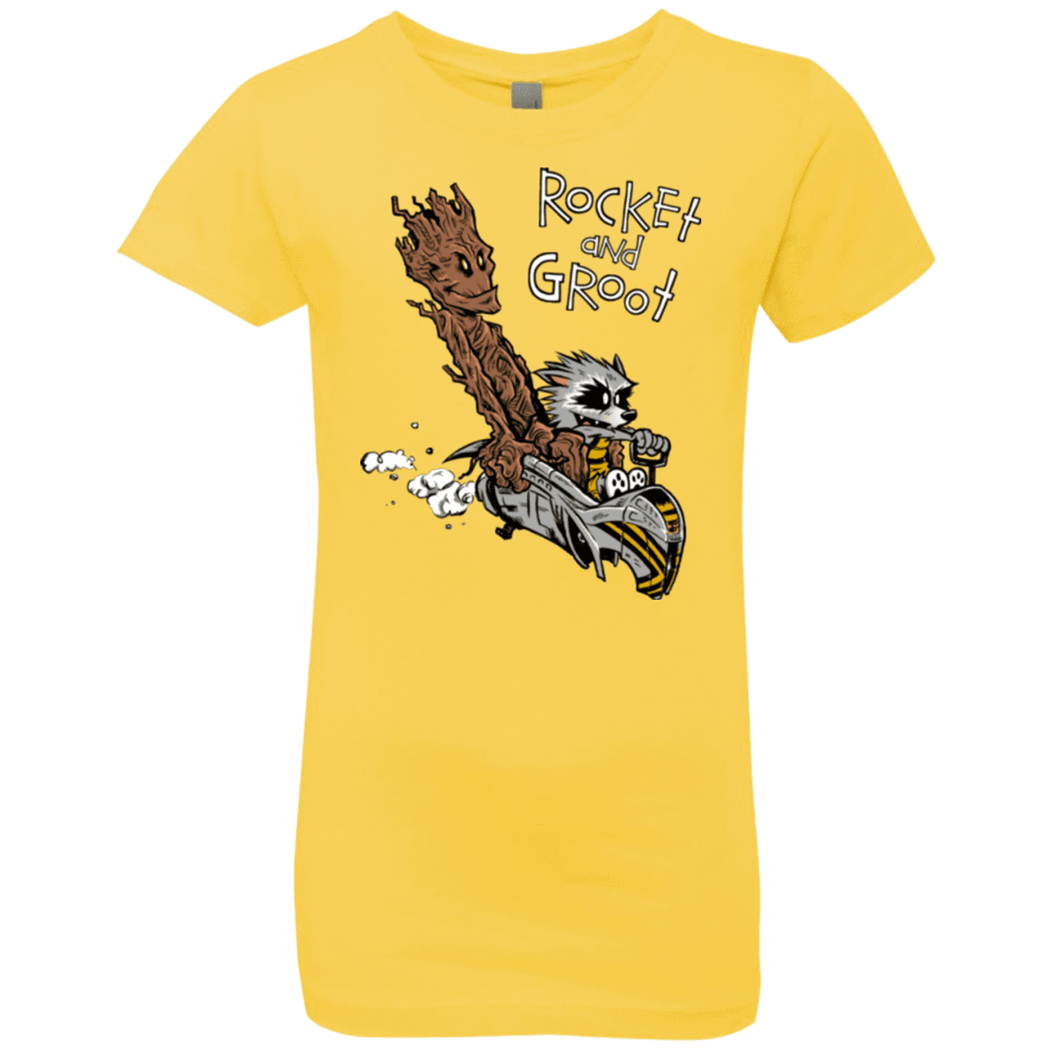 T-Shirts Vibrant Yellow / YXS Rocket and Groot Girls Premium T-Shirt