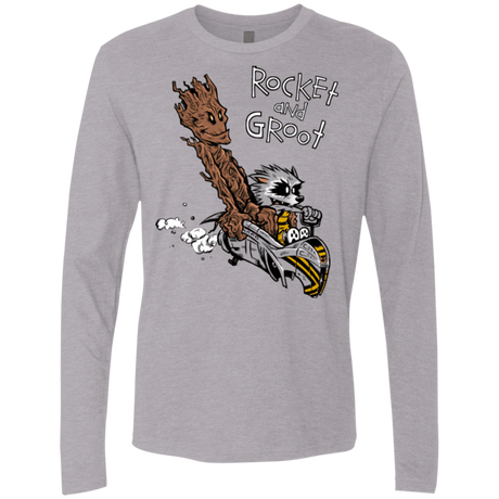 T-Shirts Heather Grey / Small Rocket and Groot Men's Premium Long Sleeve