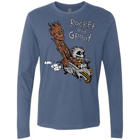 T-Shirts Indigo / Small Rocket and Groot Men's Premium Long Sleeve