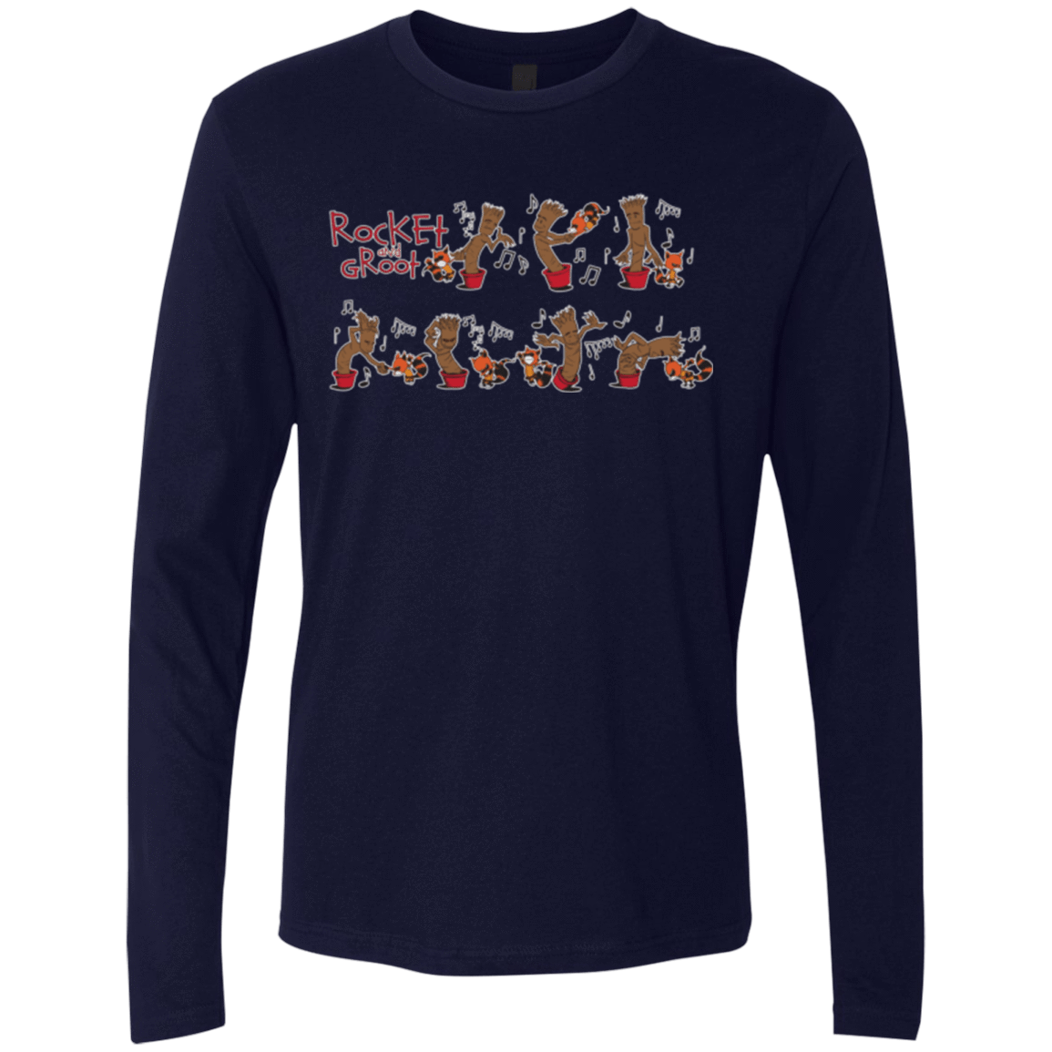 T-Shirts Midnight Navy / Small Rocket and Groot Men's Premium Long Sleeve