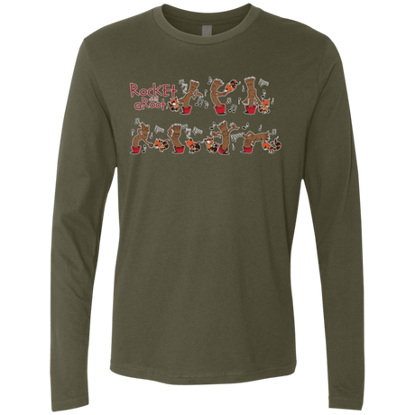 T-Shirts Military Green / Small Rocket and Groot Men's Premium Long Sleeve