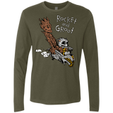 T-Shirts Military Green / Small Rocket and Groot Men's Premium Long Sleeve
