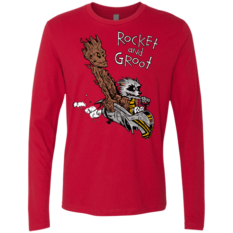 T-Shirts Red / Small Rocket and Groot Men's Premium Long Sleeve