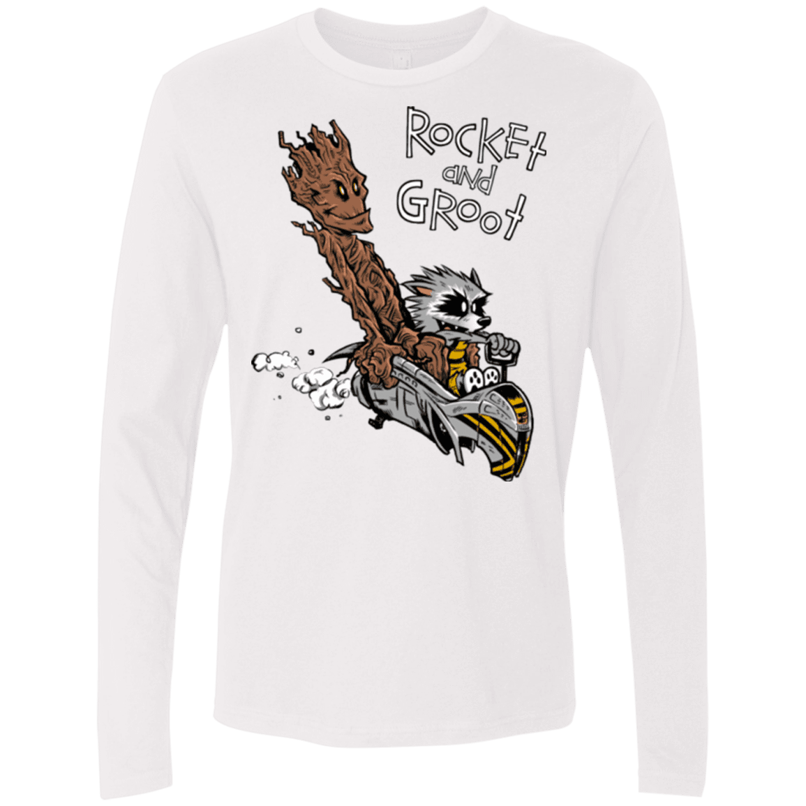 T-Shirts White / Small Rocket and Groot Men's Premium Long Sleeve