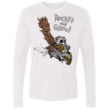 T-Shirts White / Small Rocket and Groot Men's Premium Long Sleeve