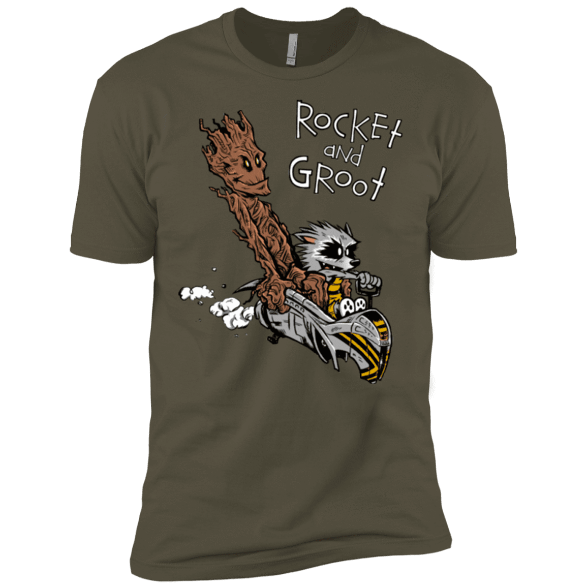 T-Shirts Military Green / X-Small Rocket and Groot Men's Premium T-Shirt