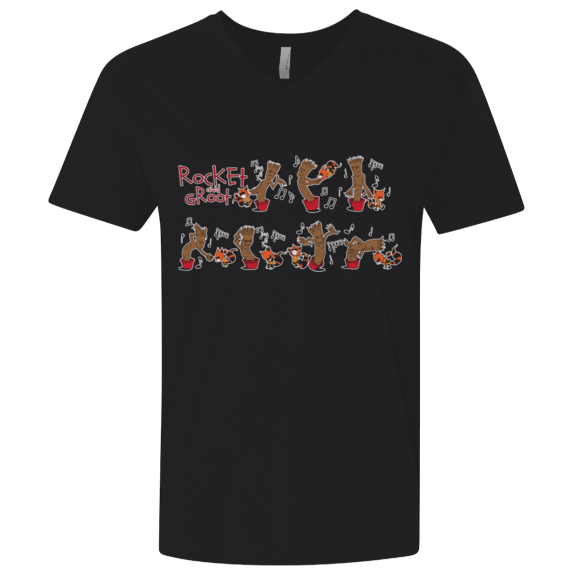 T-Shirts Black / X-Small Rocket and Groot Men's Premium V-Neck