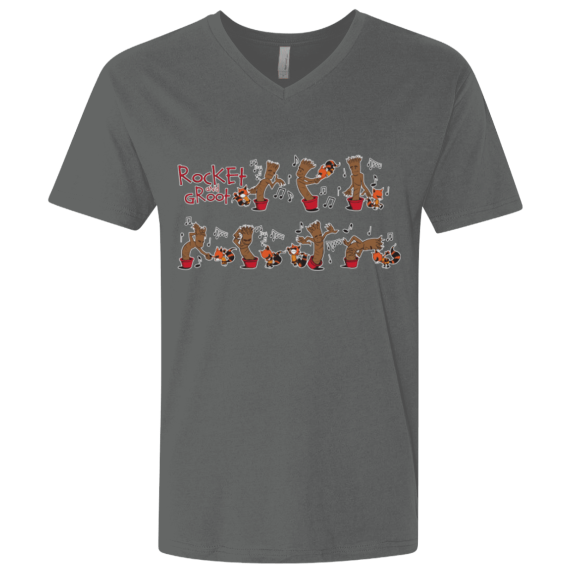 T-Shirts Heavy Metal / X-Small Rocket and Groot Men's Premium V-Neck
