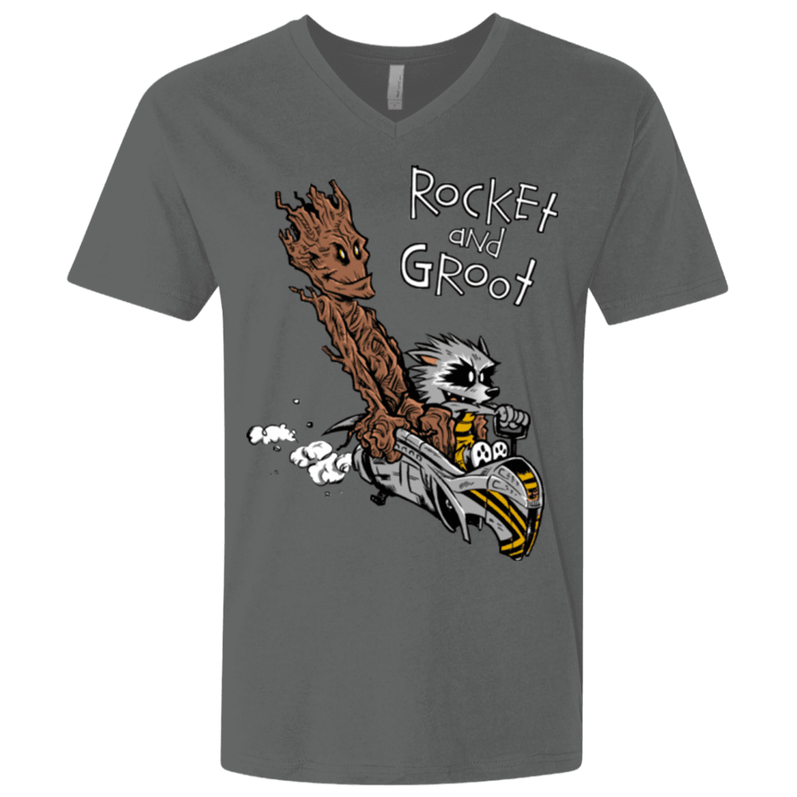 T-Shirts Heavy Metal / X-Small Rocket and Groot Men's Premium V-Neck