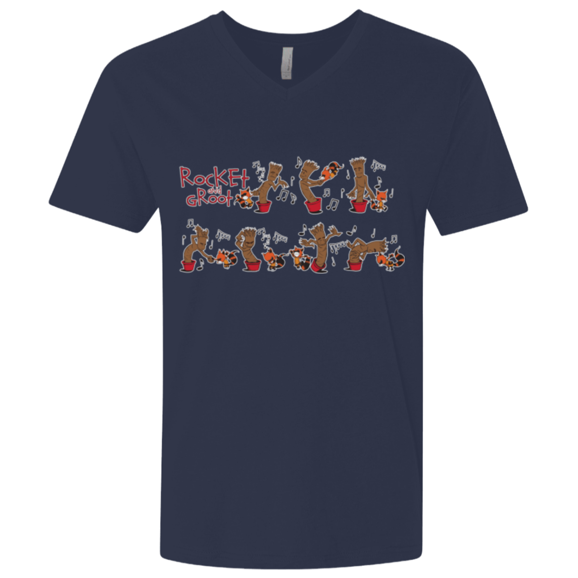 T-Shirts Midnight Navy / X-Small Rocket and Groot Men's Premium V-Neck
