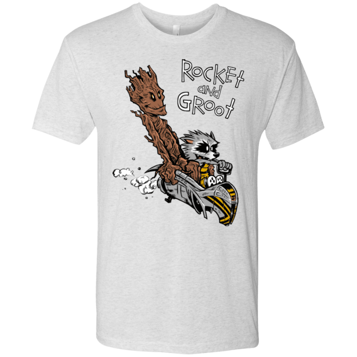 T-Shirts Heather White / Small Rocket and Groot Men's Triblend T-Shirt