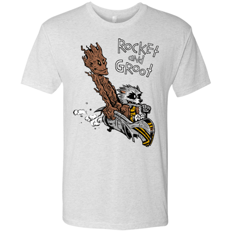 T-Shirts Heather White / Small Rocket and Groot Men's Triblend T-Shirt