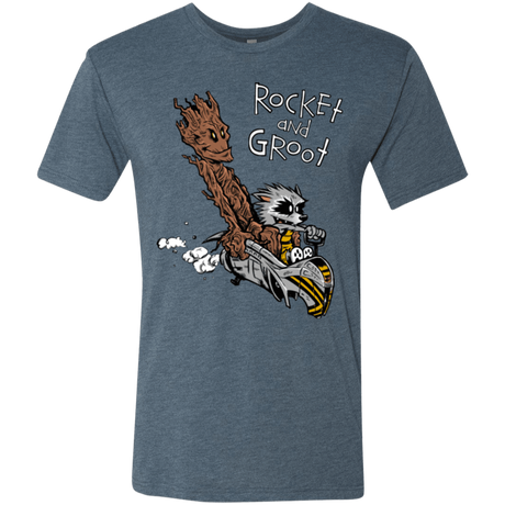 T-Shirts Indigo / Small Rocket and Groot Men's Triblend T-Shirt