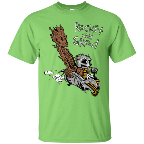 T-Shirts Lime / Small Rocket and Groot T-Shirt