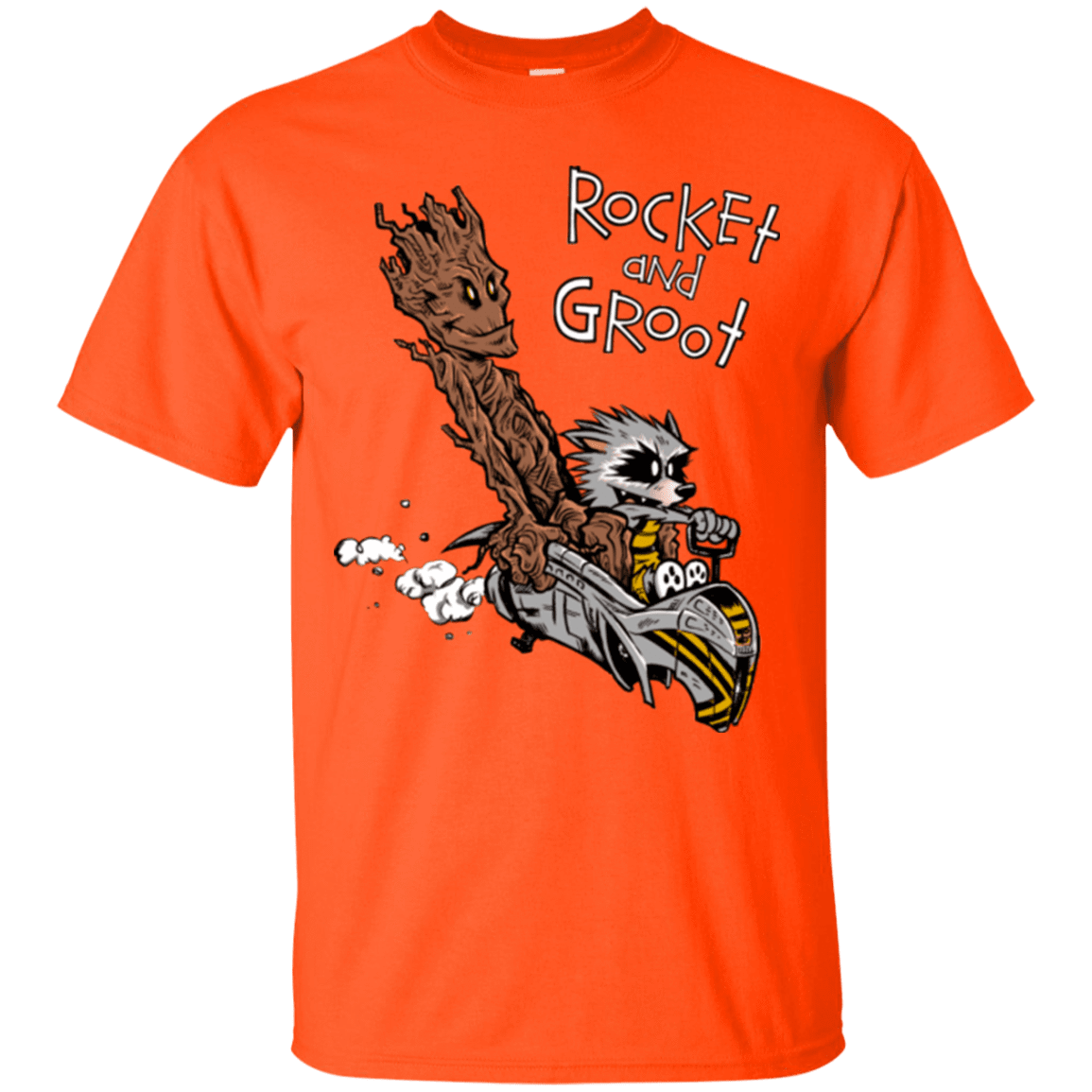 T-Shirts Orange / Small Rocket and Groot T-Shirt