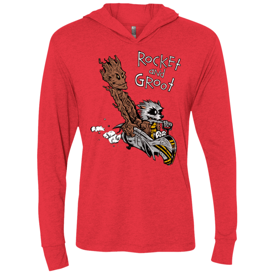 T-Shirts Vintage Red / X-Small Rocket and Groot Triblend Long Sleeve Hoodie Tee
