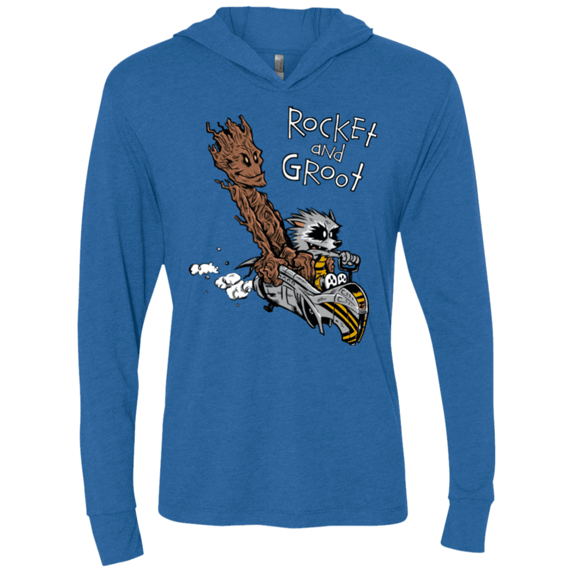 T-Shirts Vintage Royal / X-Small Rocket and Groot Triblend Long Sleeve Hoodie Tee