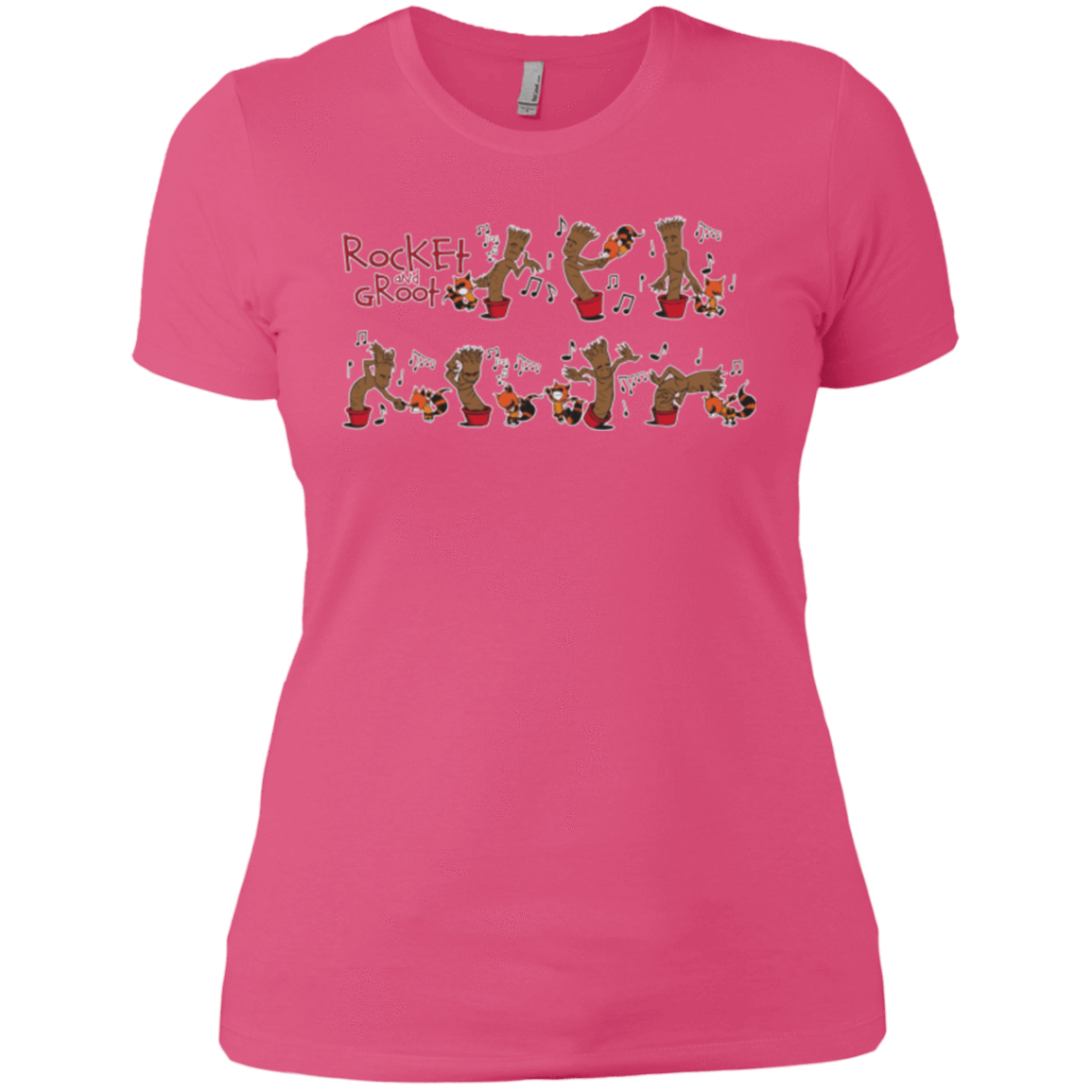 T-Shirts Hot Pink / X-Small Rocket and Groot Women's Premium T-Shirt