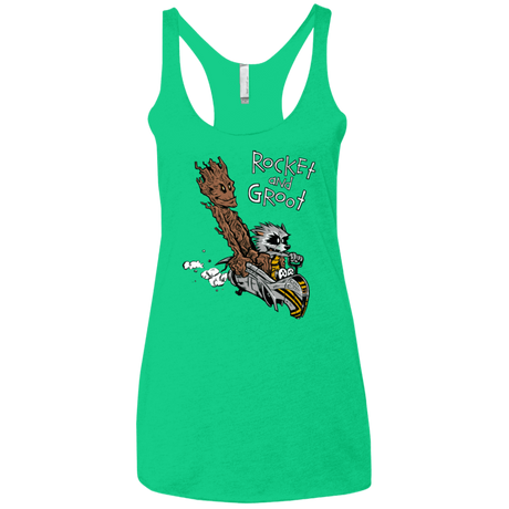 T-Shirts Envy / X-Small Rocket and Groot Women's Triblend Racerback Tank