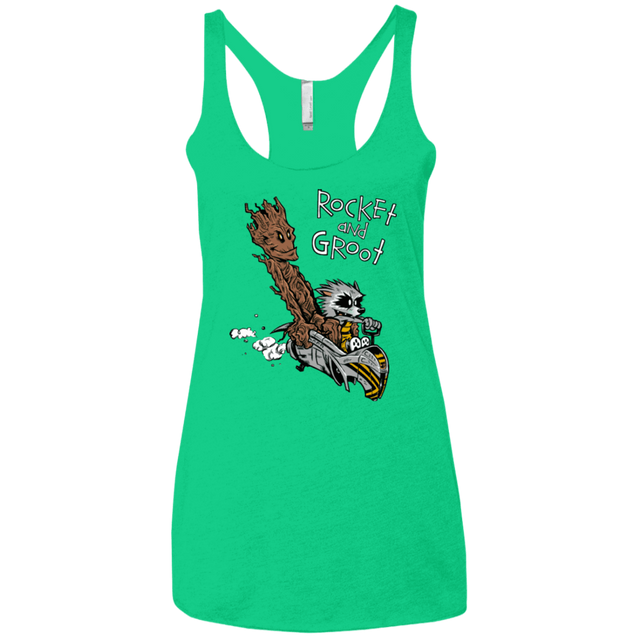 T-Shirts Envy / X-Small Rocket and Groot Women's Triblend Racerback Tank