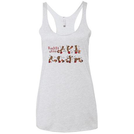 T-Shirts Heather White / X-Small Rocket and Groot Women's Triblend Racerback Tank
