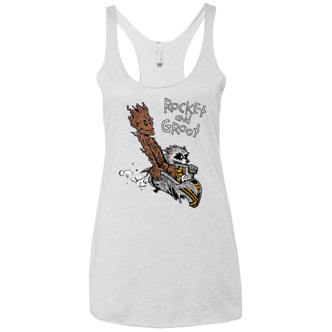 T-Shirts Heather White / X-Small Rocket and Groot Women's Triblend Racerback Tank