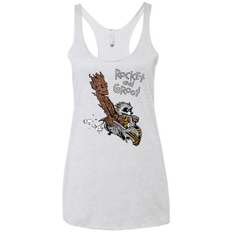 T-Shirts Heather White / X-Small Rocket and Groot Women's Triblend Racerback Tank