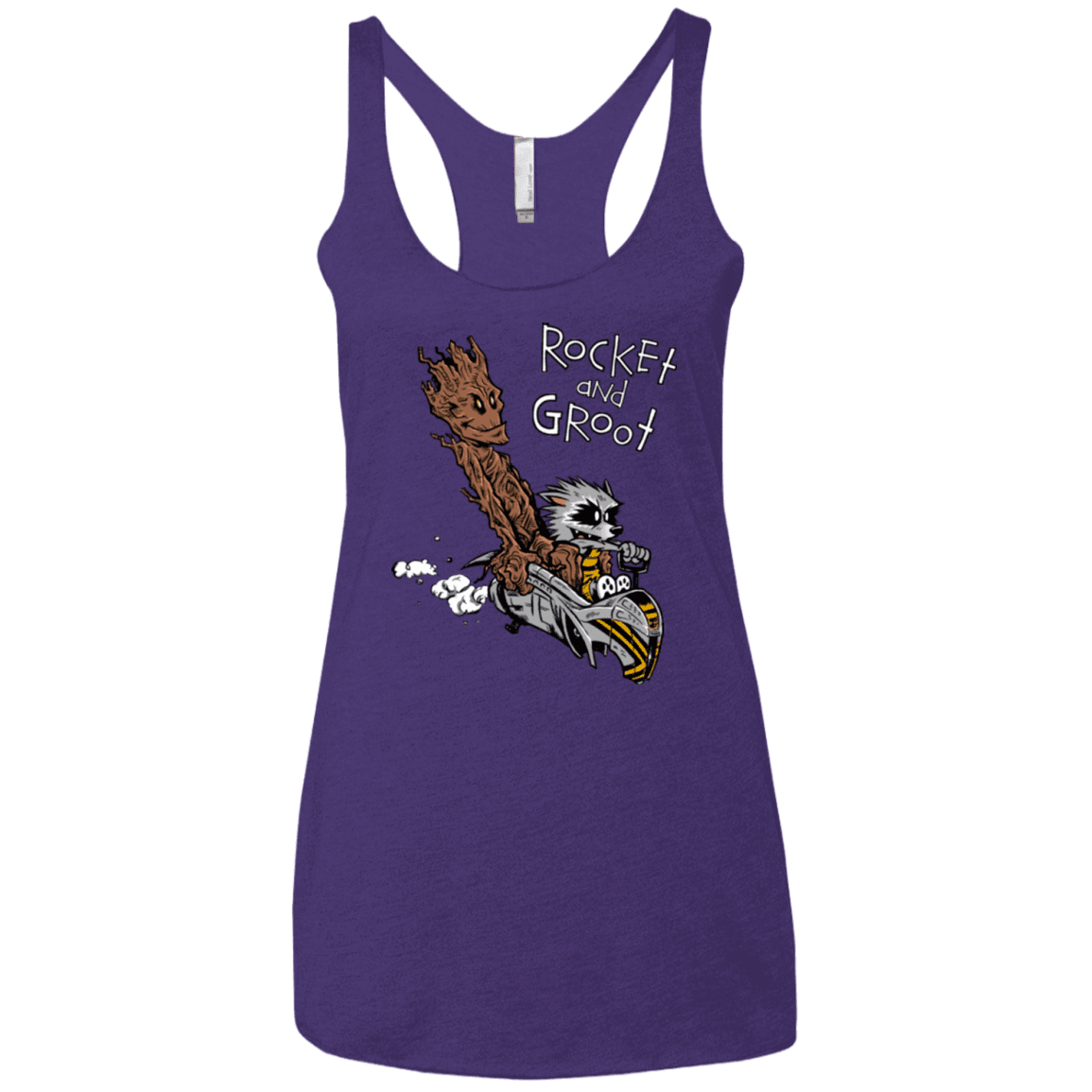 T-Shirts Purple / X-Small Rocket and Groot Women's Triblend Racerback Tank