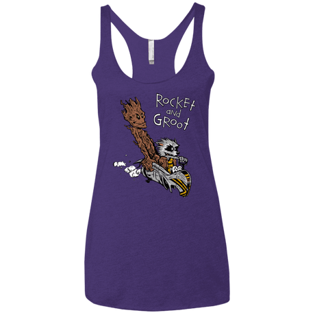 T-Shirts Purple / X-Small Rocket and Groot Women's Triblend Racerback Tank
