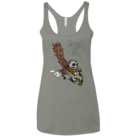 T-Shirts Venetian Grey / X-Small Rocket and Groot Women's Triblend Racerback Tank