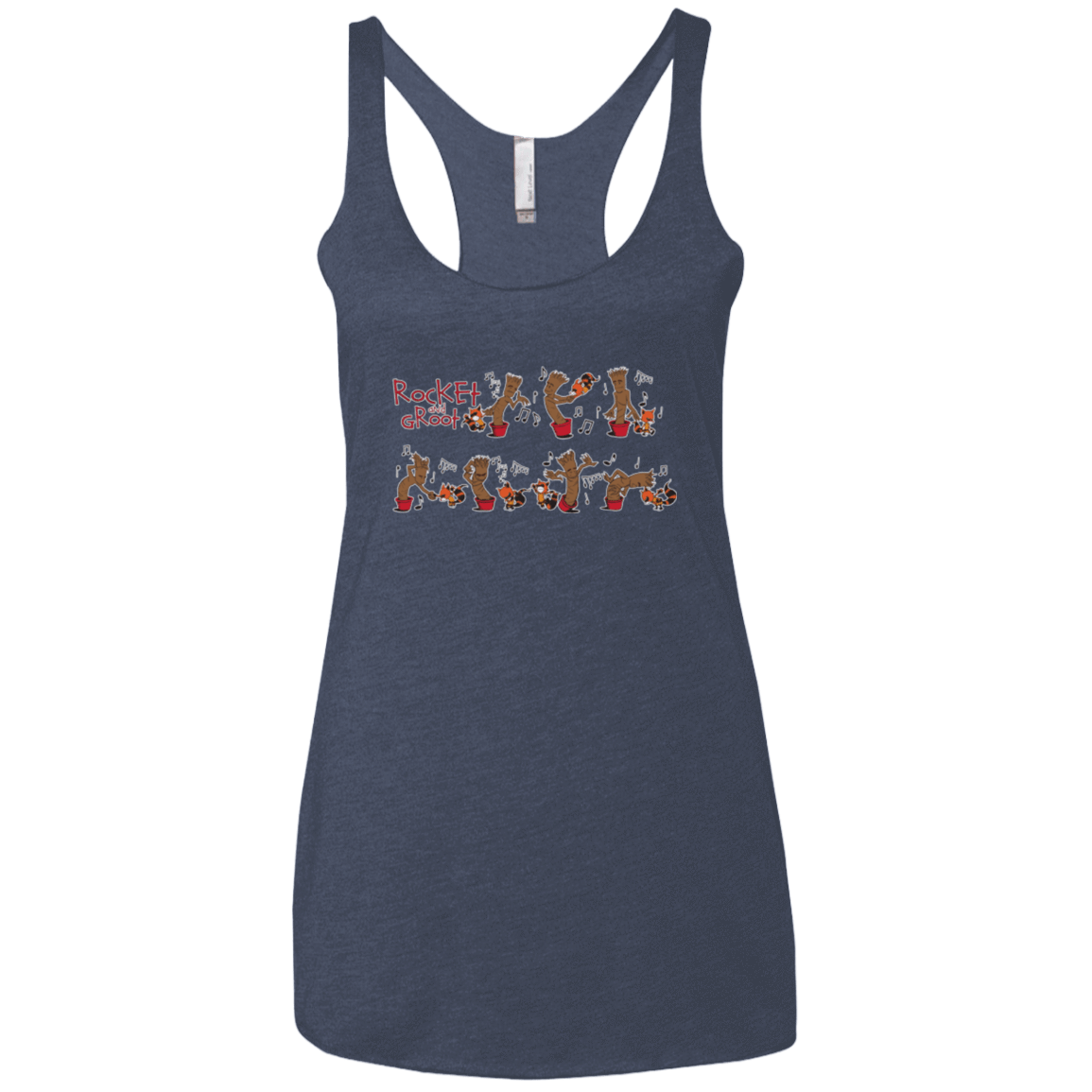 T-Shirts Vintage Navy / X-Small Rocket and Groot Women's Triblend Racerback Tank