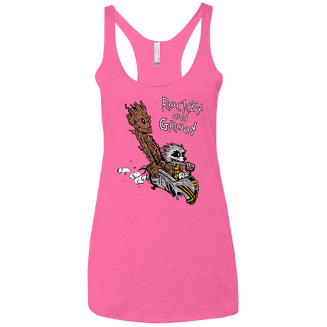 T-Shirts Vintage Pink / X-Small Rocket and Groot Women's Triblend Racerback Tank