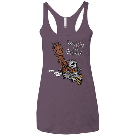 T-Shirts Vintage Purple / X-Small Rocket and Groot Women's Triblend Racerback Tank